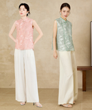 Prestige Green Floral Embroidered Cheongsam Top