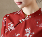 Francesca Beige Floral Slim-Fit Cheongsam Dress