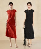 Rayna Red Floral Jacquard Cheongsam Dress