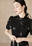 Georgina Black Butterfly Embroidered Cheongsam Dress