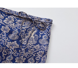 Tranquility Navy Gourd Flower Slit Cheongsam Skirt