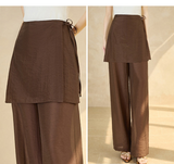 Lillian Brown Wide-Leg Cheongsam Pants
