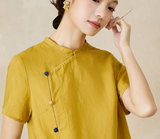 Sonnet Yellow A-Line Jacquard Cheongsam Dress