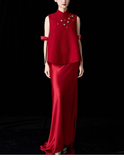 Crane Wine Modern Cheongsam Dress