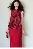 Nova Wine Sleeveless Cheongsam Dress