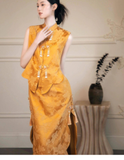 Liora Yellow Sleeveless Cheongsam Dress