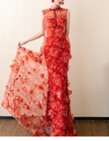 Procyon Red Floral Vintage Cheongsam Dress