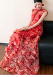 Procyon Red Floral Vintage Cheongsam Dress