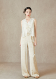 Regulus Beige Jacquard High-Waisted Pants Cheongsam