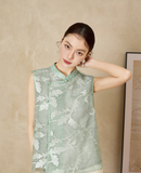 Prestige Green Floral Embroidered Cheongsam Top