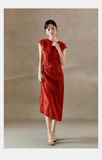 Rayna Red Floral Jacquard Cheongsam Dress