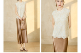Camellia Almond Beige Beaded Lace Cheongsam Top
