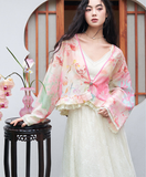 Octavia Mist Pink Peach Chiffon Cheongsam Coat