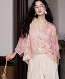 Aster Gentle Pink Satin Jacquard Cheongsam Top