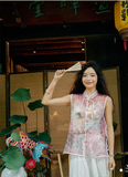 Una Vintage Gray Green Cheongsam Top