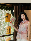 Una Vintage Gray Green Cheongsam Top