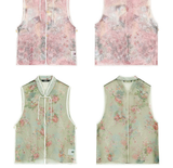 Una Vintage Gray Green Cheongsam Top
