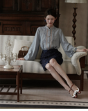 Beatrice Gold Embroidered Tencel-Linen Shirt Cheongsam