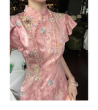 Willa Black Jacquard Embroidered Cheongsam Dress