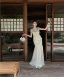 Tabitha 2-Piece Jacquard Embroidered Vest Set Cheongsam