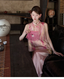 Cashmere 2-Piece Gold Jacquard Cheongsam Top