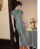 Throne Lake Light Dance Velvet Cheongsam Dress