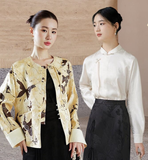 Fuchsia 2-Piece Sandalwood Short Coat Skirt Cheongsam
