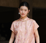 Leandra Cloud Pink Floral Cutout Cheongsam Top