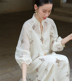 Isabella Taro Purple Embroidered Cheongsam Dress
