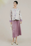 Emerald Purple Jacquard Velvet Cheongsam Skirt