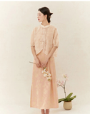 Peridot Pink Jacquard Cheongsam Dress
