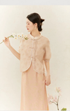 Peridot Pink Jacquard Cheongsam Dress