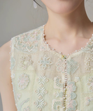 Seraphina Light Green Embroidered Vest Cheongsam