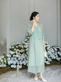 Violetta Green Silk Jacquard Cheongsam Dress