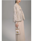 Amber Apricot Jacquard Crossover Cheongsam Top
