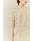 Lara Apricot Jacquard Silk Cheongsam Dress