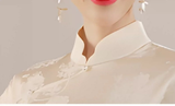 Radiance Apricot Jacquard Cheongsam Dress