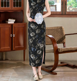 Tender Black Lace Jacquard Cheongsam Dress