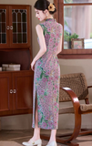 Jasper Light Purple Elastic Mesh Cheongsam