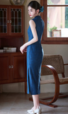 Bliss Klein Blue Slim-Fit Cheongsam