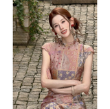 Kaia Jacquard Print Cheongsam Dress