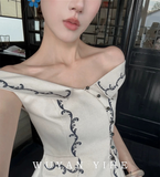Alessandra 2-Piece Off-Shoulder Embroidered Cheongsam Set