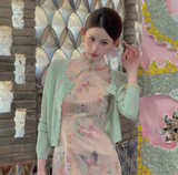 Hana Jacquard Cheongsam Dress with Shawl