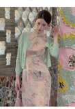 Hana Jacquard Cheongsam Dress with Shawl