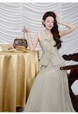 Manor 2-Piece Vintage Pleated Cheongsam Set