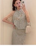 Nocturne 2-Piece Lace Jacquard Cheongsam Set