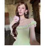 Blanche 2-Piece Lace Off-Shoulder Cheongsam Set