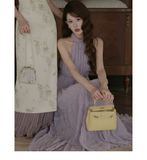 Winifred Purple Floral Pleated Cheongsam Dress
