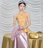 Yuna 2-Piece Jacquard Chiffon Cheongsam Set
