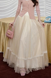 Villa 2-Piece Knit Top and Mesh Cheongsam Skirt